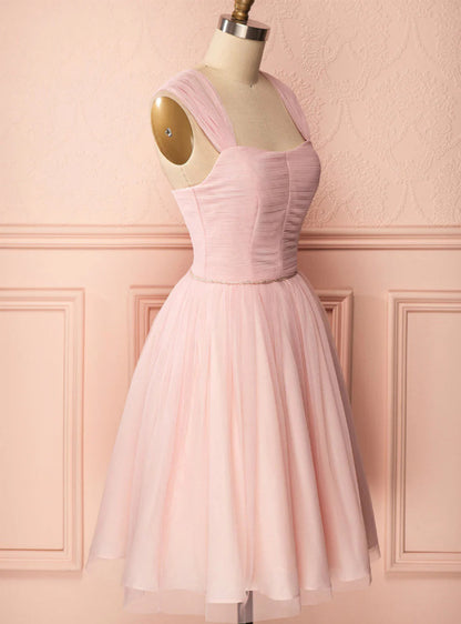 Cute Pink Tulle Mini Cocktail dress A-line Pretty Hoco Dresses