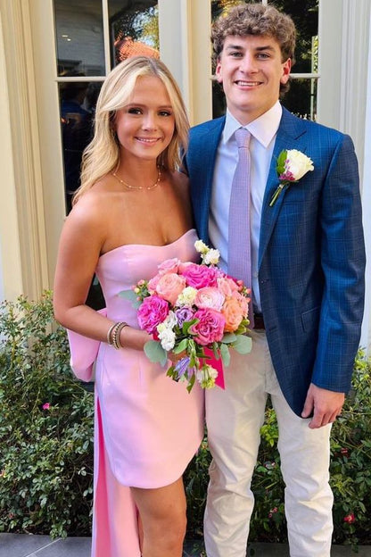 Cute White Tight Cocktail Dresses with Bow Birthday Party Gown