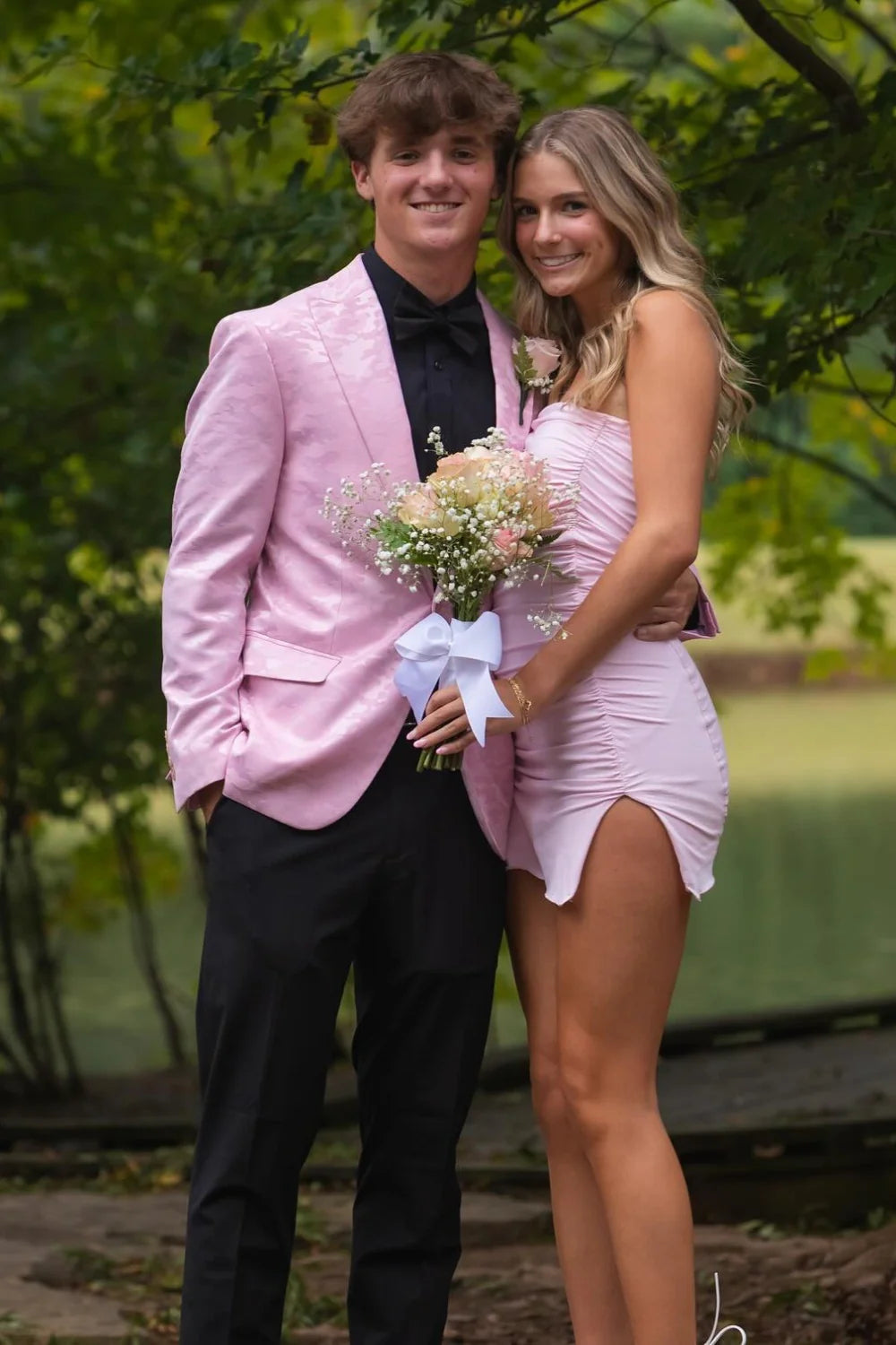 Pink Ruched Short Bodycon Dress Formal Mini Dresses