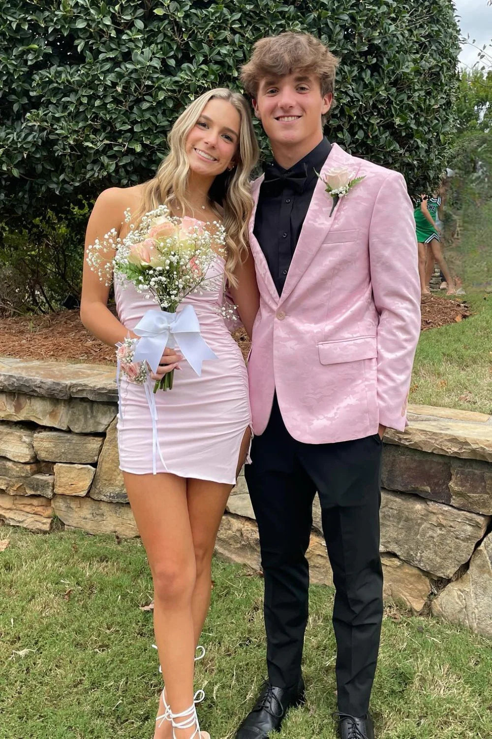 Pink Ruched Short Bodycon Dress Formal Mini Dresses