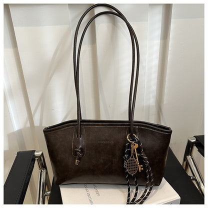 Women Casual Solid Color Baseball Pendant Large Capacity Tote Bag