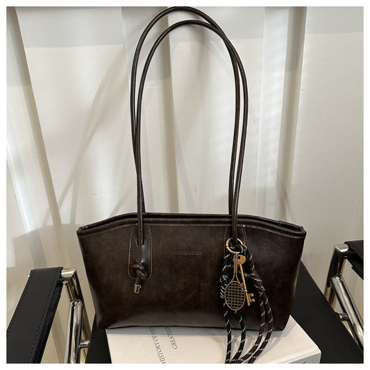 Women Casual Solid Color Baseball Pendant Large Capacity Tote Bag