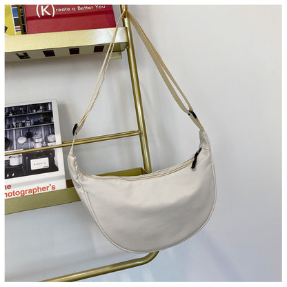 Women Fashion Casual Solid Color Canvas Zipper One Shoulder Crossbody Bag