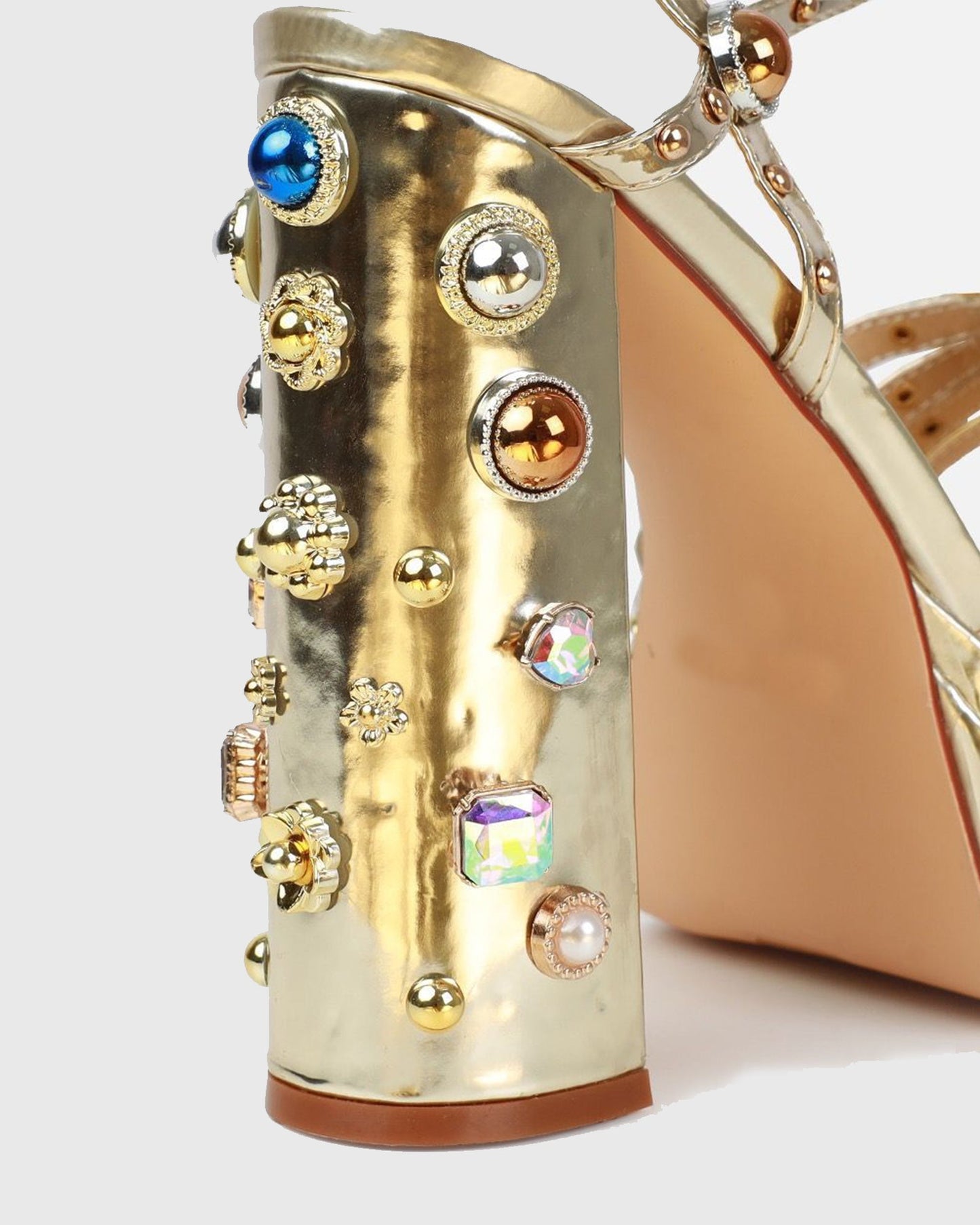 Armida Vintage Diamond Platform Sandals In Gold