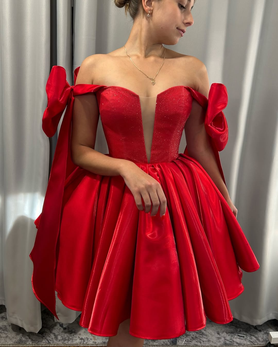 Short Red Prom Dresses Strapless Ball Gown Cocktail Dress
