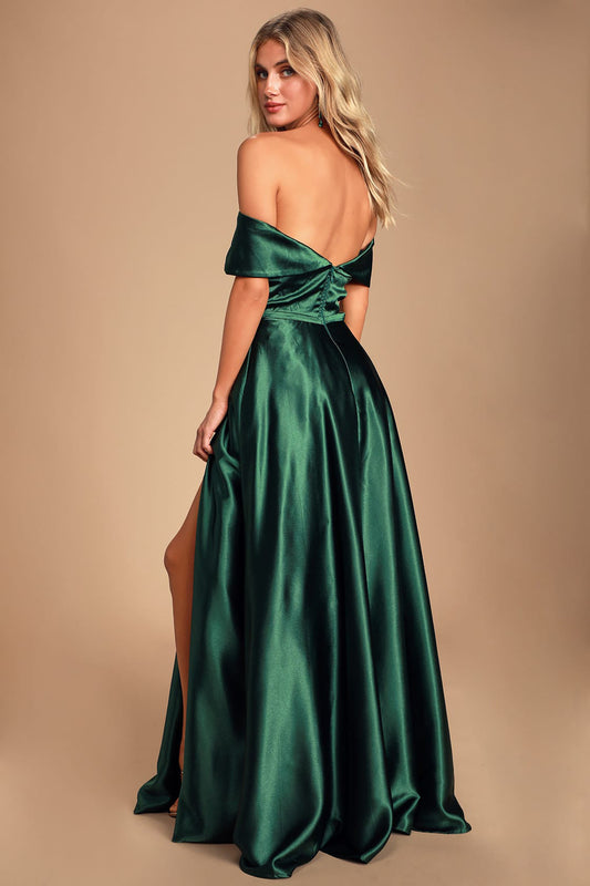 Off The Shoulder Long Prom Dress With High Slit,WP083