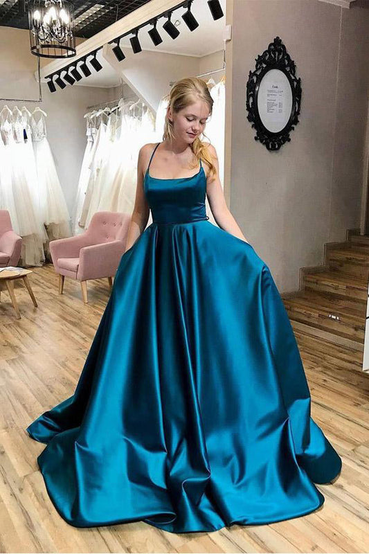 Sparkly Scoop Neck Spaghetti Straps Prom Dress Split Evening Dress,WP150