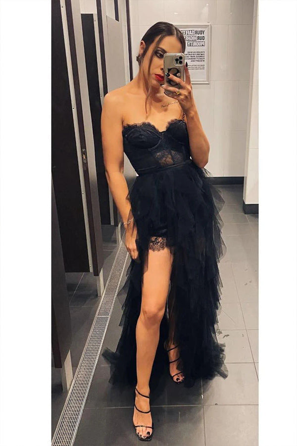 Elegant Strapless Tiered Tulle Prom Dress,WQ121